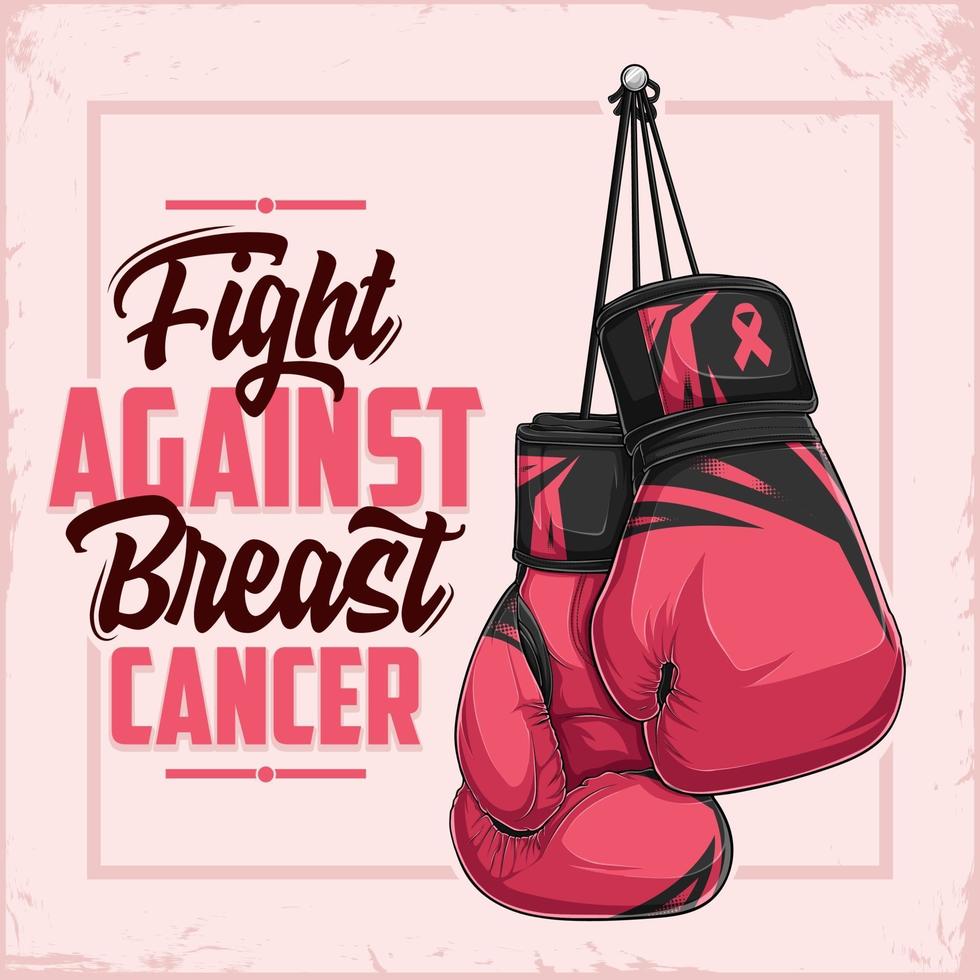 kämpa mot bröstcancermedvetenhetsaffisch med rosa boxhandskar vektor