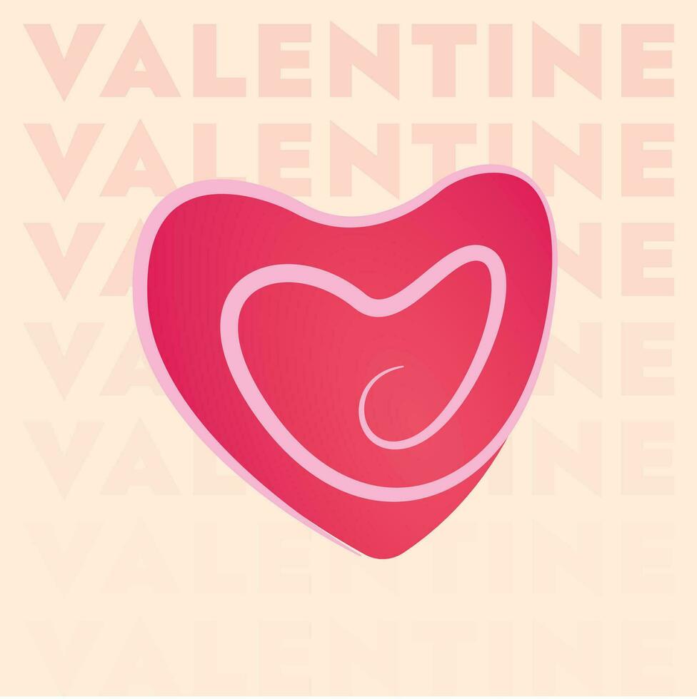 rosa hjärta klotter konst, valentine kort vektor