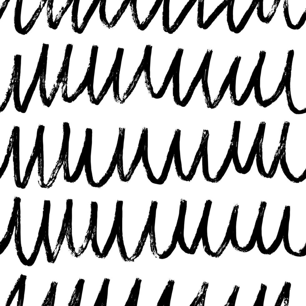ästhetisch zeitgenössisch druckbar nahtlos Muster mit abstrakt Linie, Punkt, gestalten Bürste Schlaganfall im schwarz und Weiß Farben. Boho Hintergrund im minimalistisch Stil Vektor Illustration zum Hintergrund Stoff