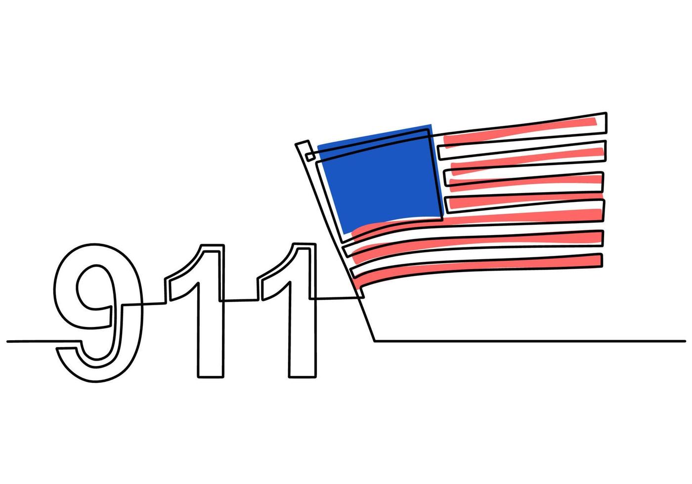 durchgehend eine Zeile Patriot Day Hintergrund mit amerikanischer Flagge vektor