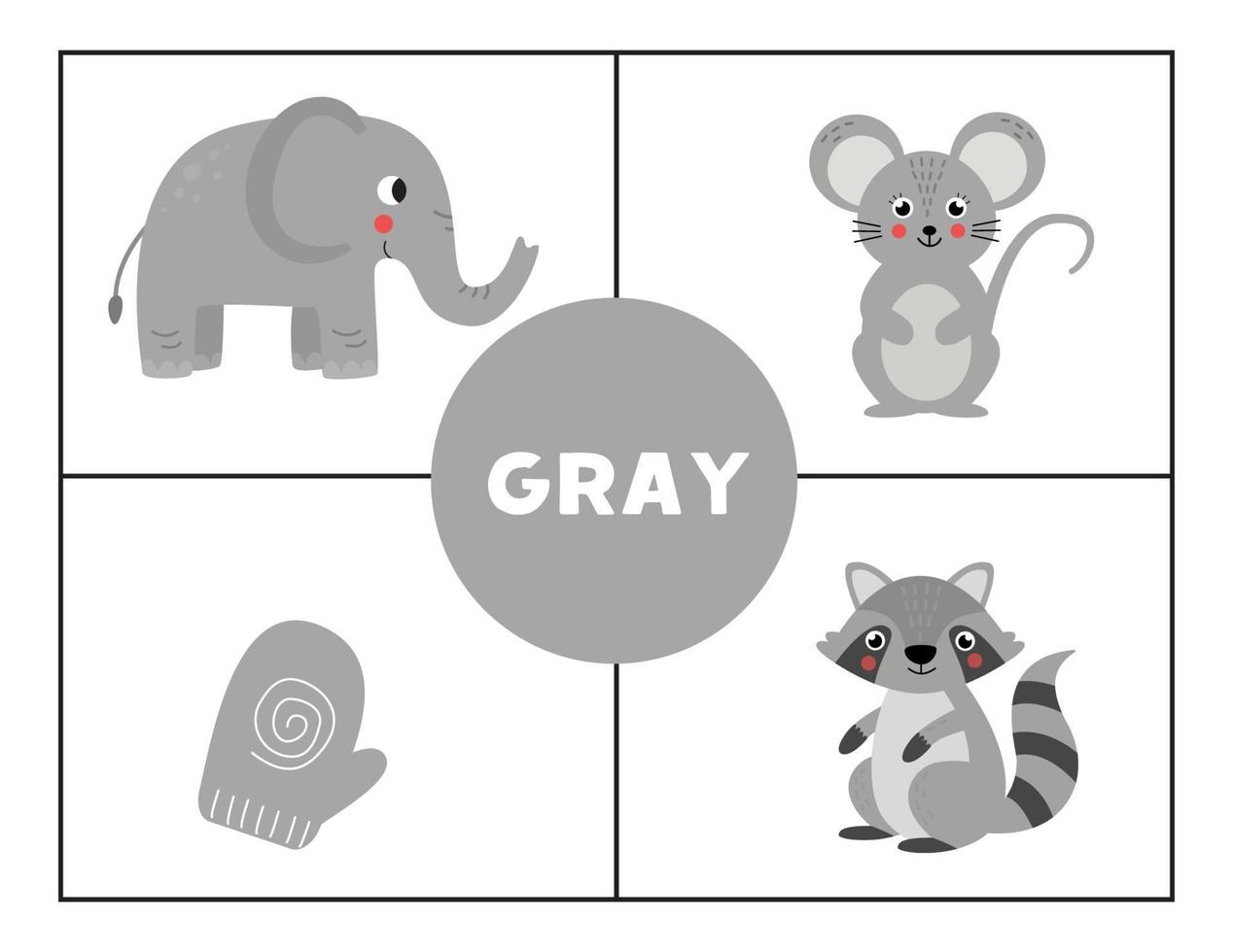 lära sig grundläggande primärfärger för barn. grå. vektor