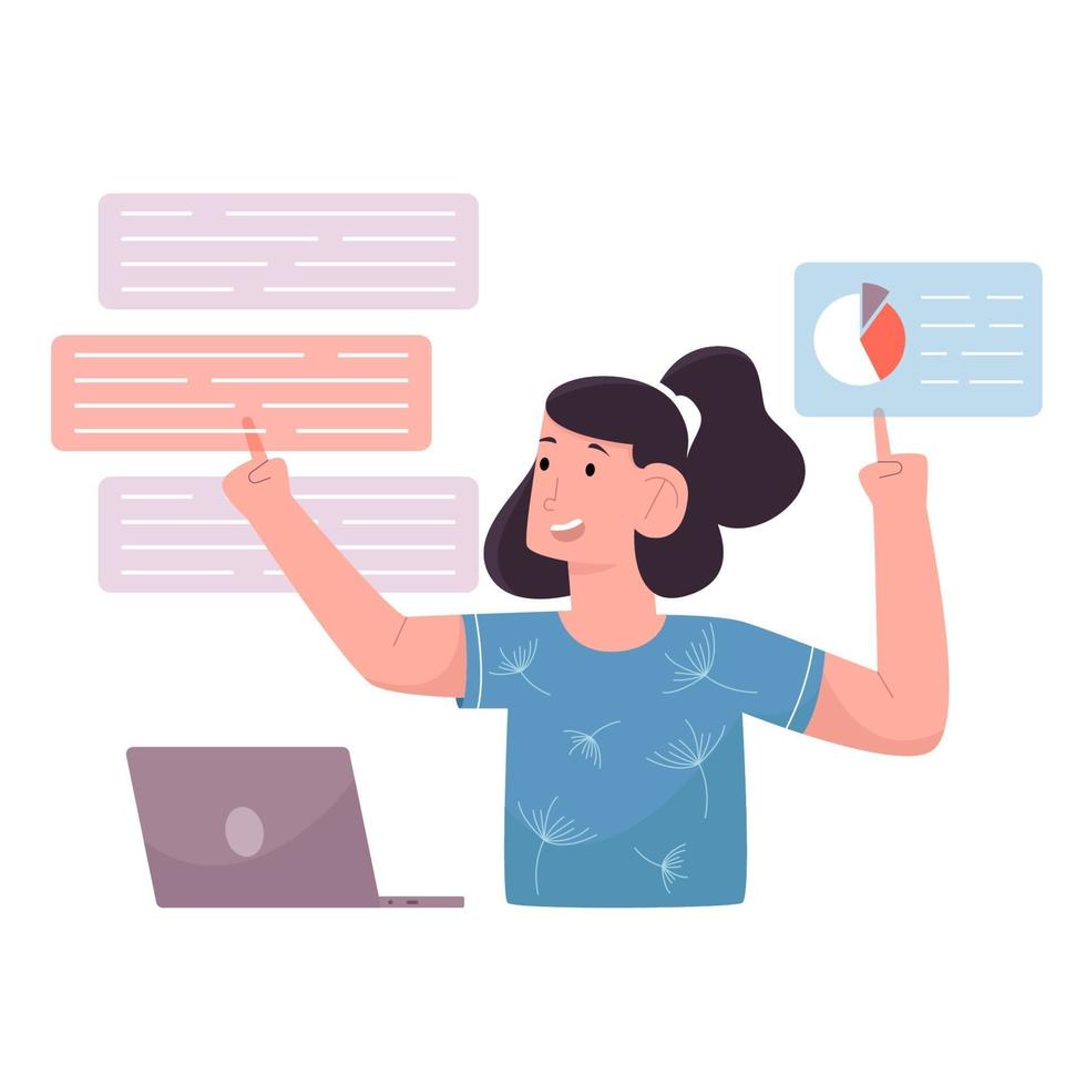 ung kvinna väljer data för analys vektor