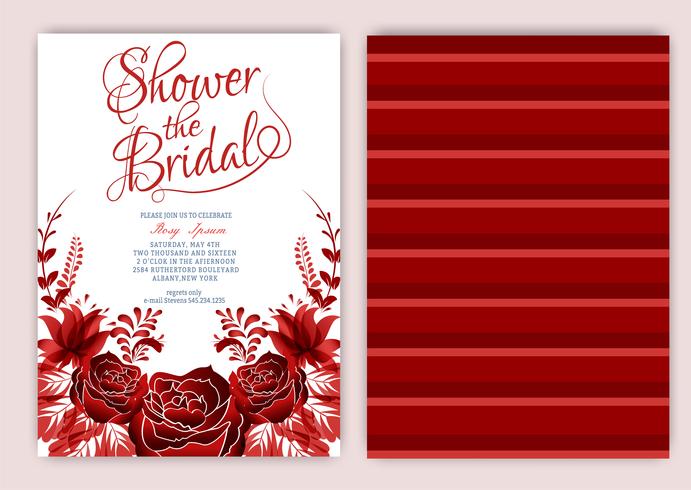 Blumenrahmen-Brautparty-Einladung oder Hochzeitskarte vektor