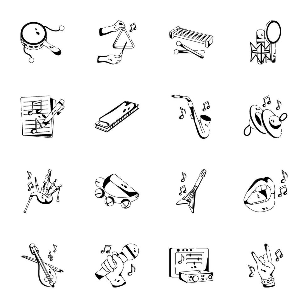 modisch Pack von Musik- Glyphe Symbole vektor