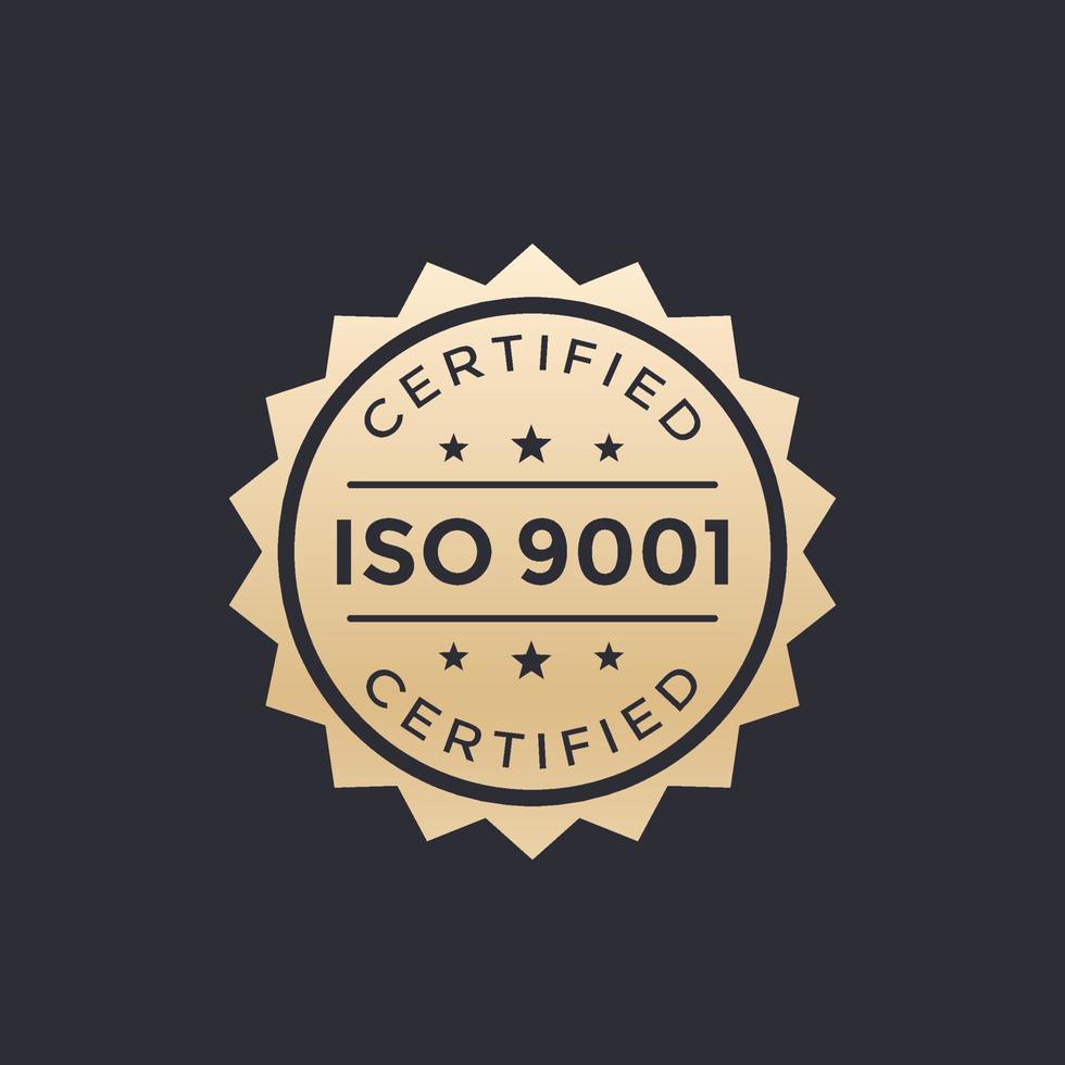 iso 9001 -märke, guldetikett vektor