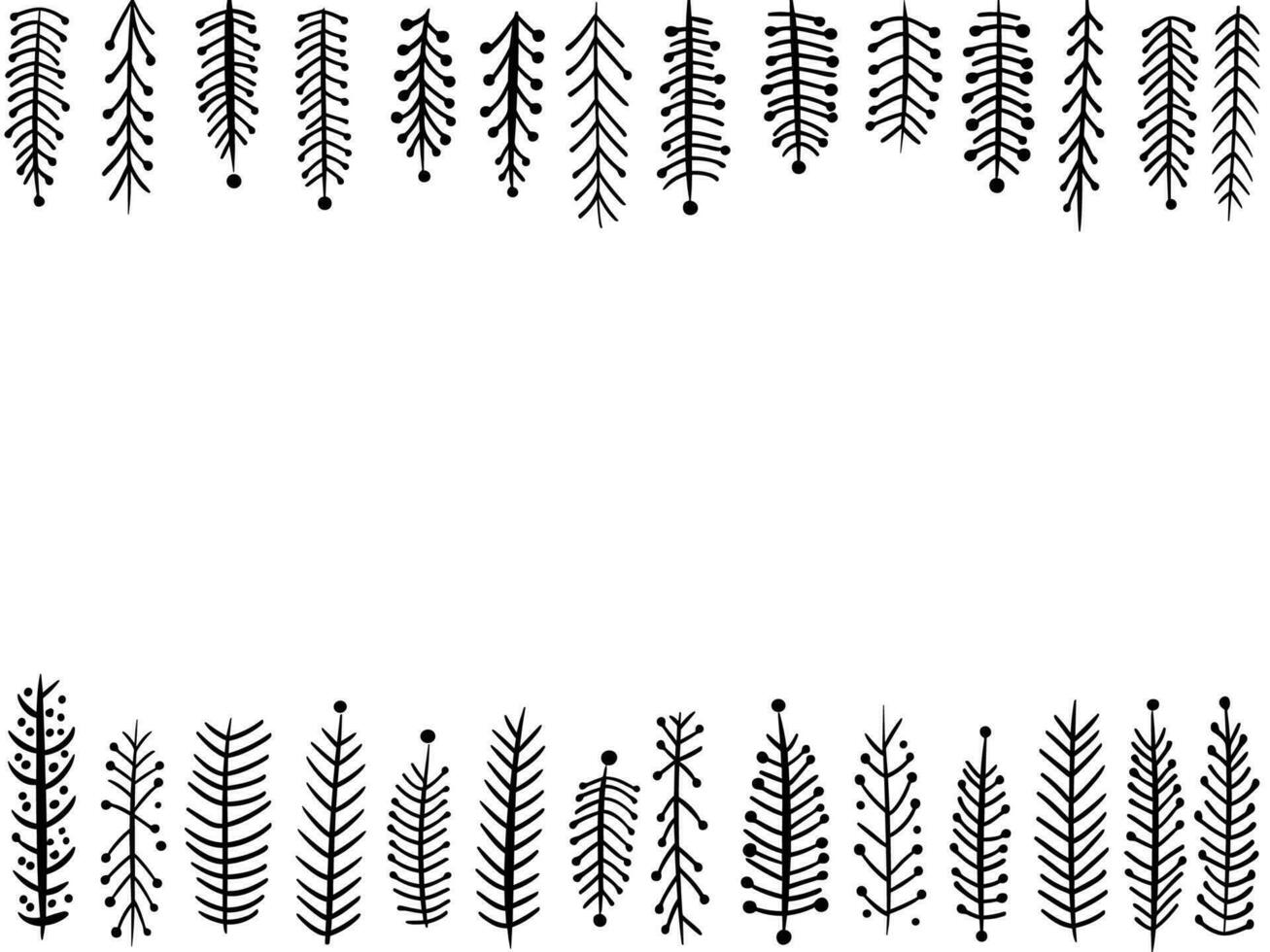 jul mönster med gran grenar och leksaker. skissat Semester kransar och dekorationer isolerat på vit bakgrund. hand dragen vektor illustration