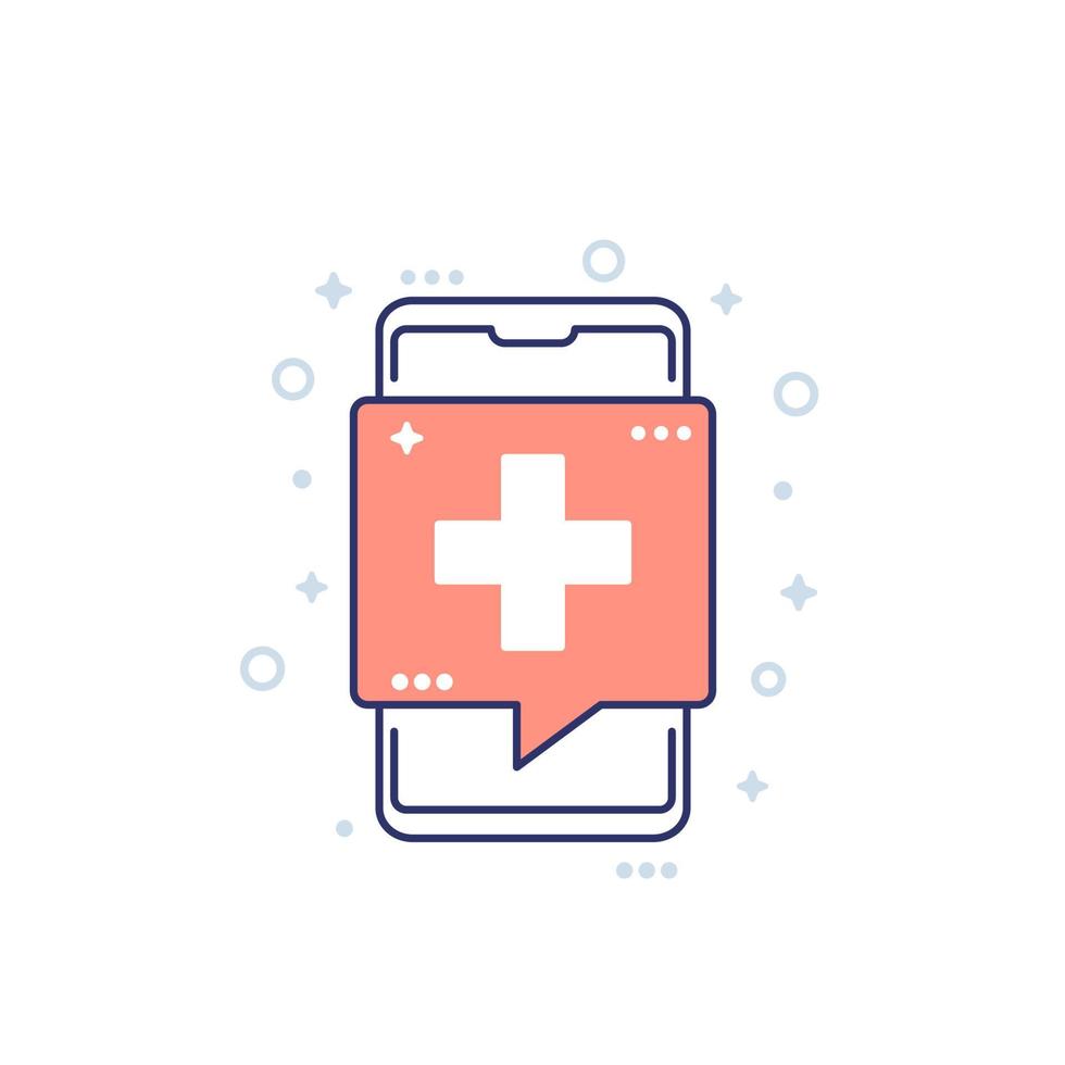 Telemedizin, medizinisches App-Symbol mit Smartphone vektor