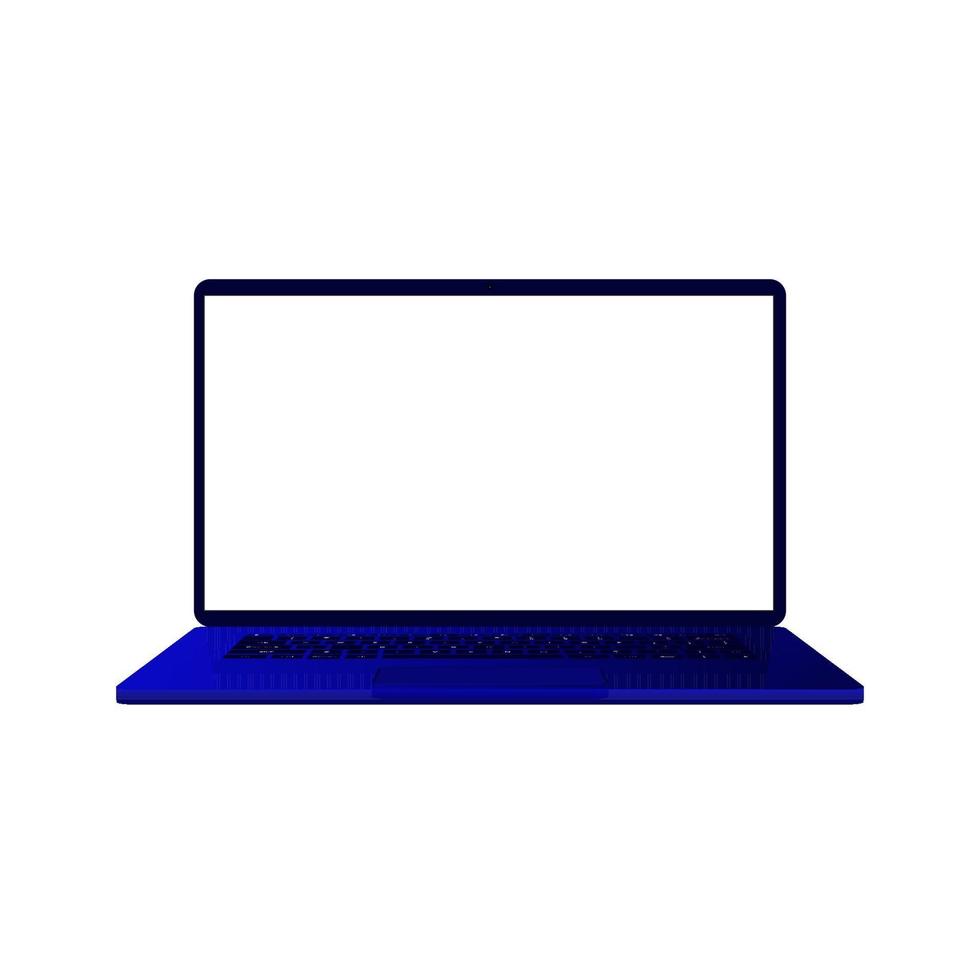 3D-Flachmodell-Laptop-Computer mit weißem Bildschirm und Tastatur vektor