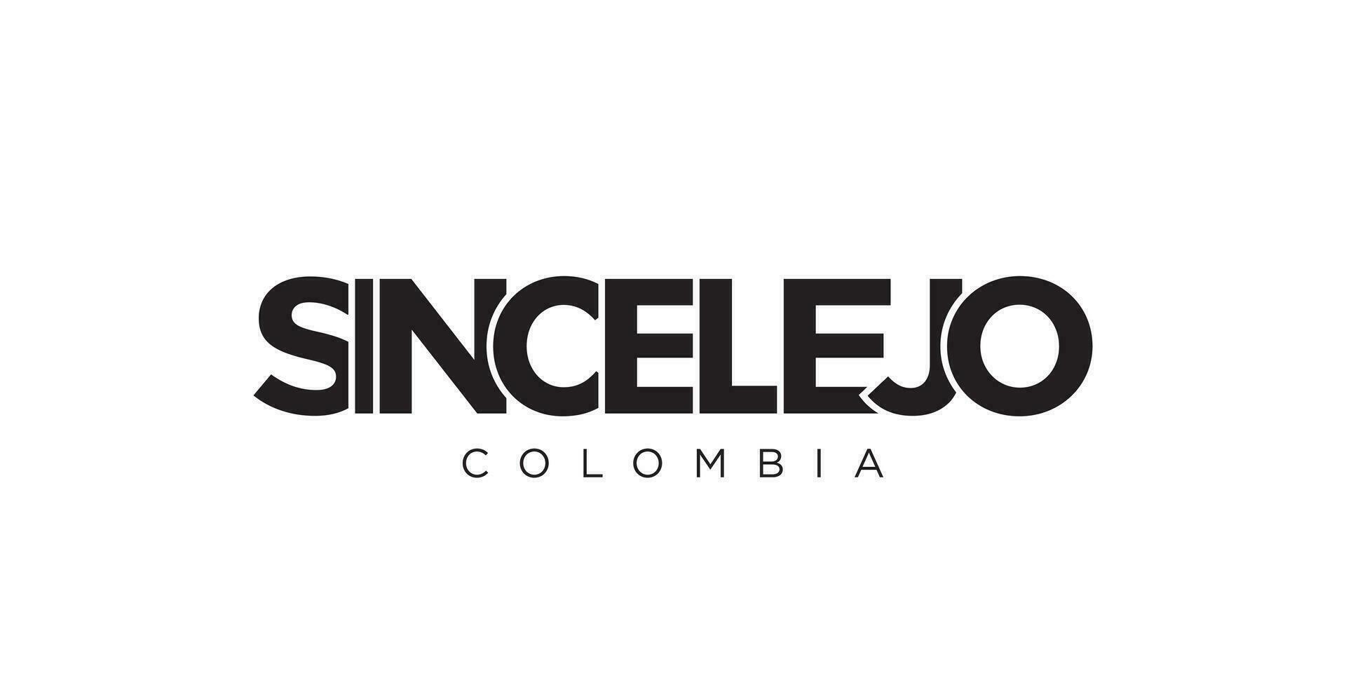sincelejo i de colombia emblem. de design funktioner en geometrisk stil, vektor illustration med djärv typografi i en modern font. de grafisk slogan text.