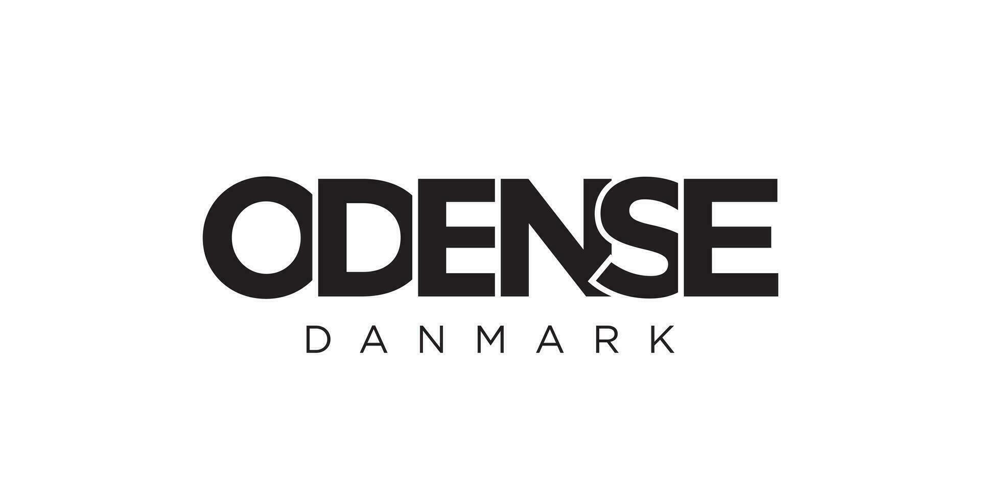 odense i de Danmark emblem. de design funktioner en geometrisk stil, vektor illustration med djärv typografi i en modern font. de grafisk slogan text.