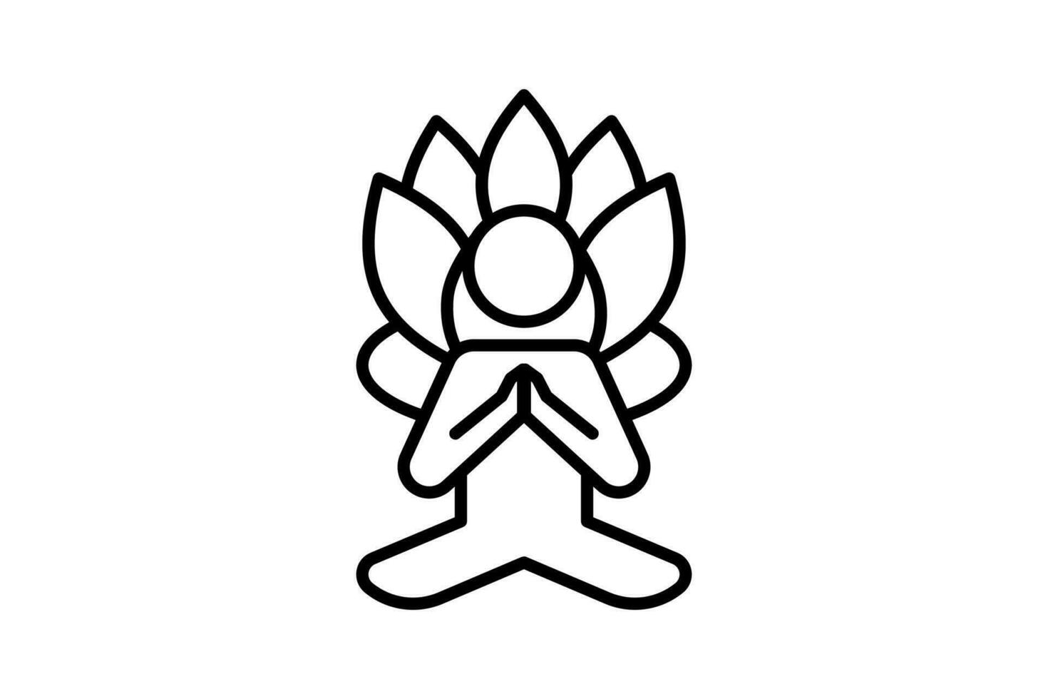 Meditation Symbol. Mensch mit Lotus Blume. Symbol verbunden zu Meditation, Wellness, Spa. Linie Symbol Stil. einfach Vektor Design editierbar