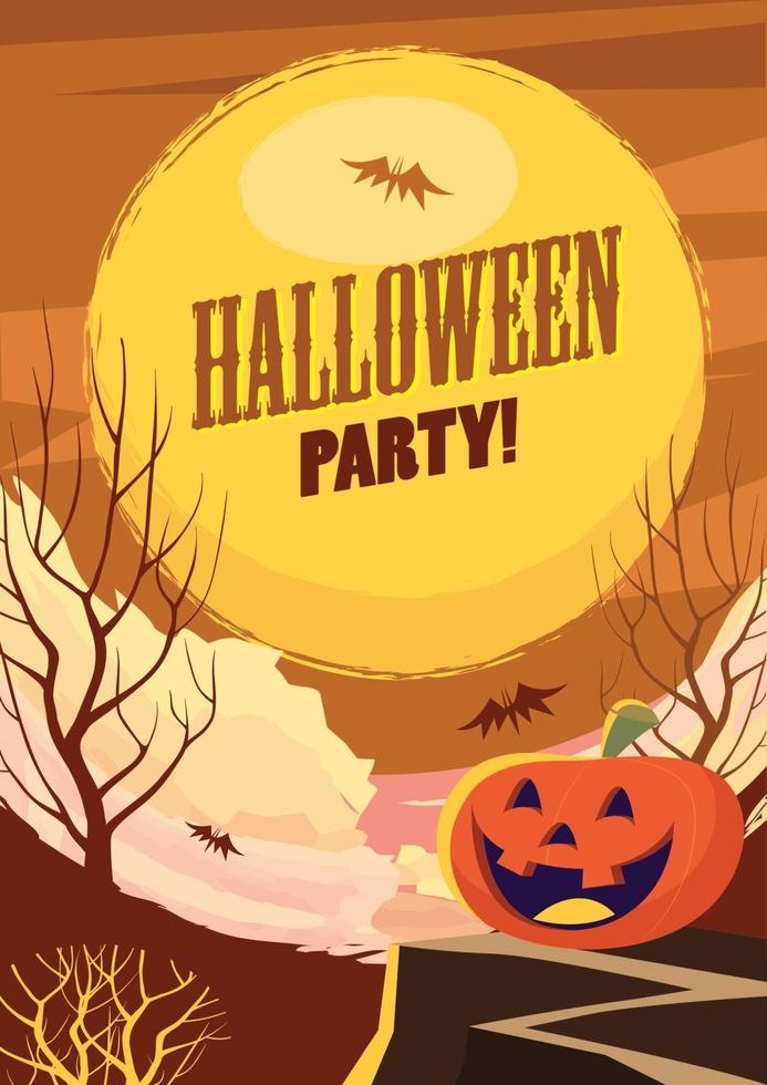 Halloween Party Flyer mit Kürbissen vektor