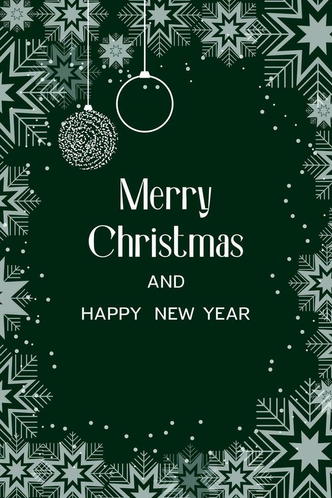 fröhlich Weihnachten und glücklich Neu Jahr, glücklich Neu Jahr Gruß Karte auf ein Grün Hintergrund. vektor