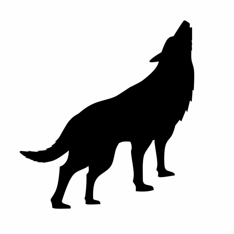 Wolf Heulen Silhouette Vektor. Wolf Heulen Silhouette können Sein benutzt wie Symbol, Symbol oder unterzeichnen. Wolf Symbol zum Design verbunden zu Tier, Tierwelt oder Landschaft vektor