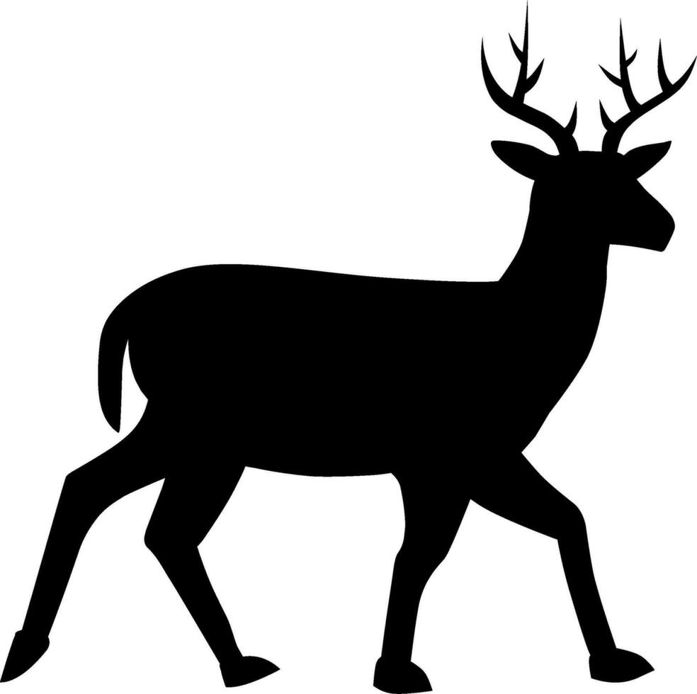 Hirsch Silhouette Vektor. Hirsch Silhouette können Sein benutzt wie Symbol, Symbol oder unterzeichnen. Hirsch Symbol zum Design verbunden zu Tier, Tierwelt oder Landschaft vektor