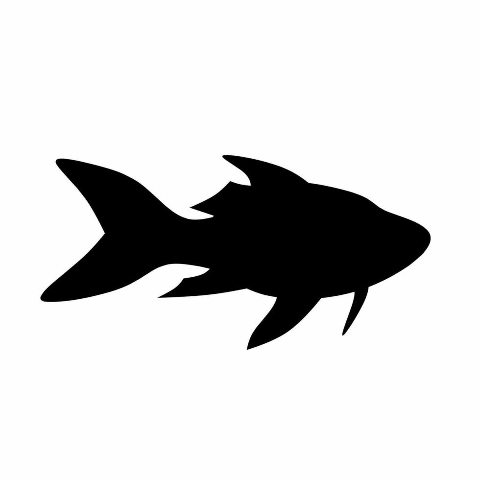 fisk silhuett vektor. tropisk fisk silhuett kan vara Begagnade som ikon, symbol eller tecken. sötvatten fisk ikon för design relaterad till djur, vilda djur och växter eller under vattnet vektor