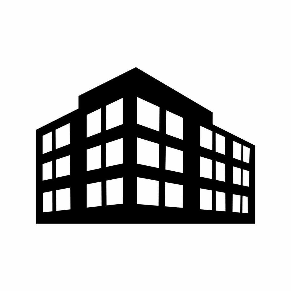 Stadt Gebäude Silhouette Vektor. Gebäude Silhouette können Sein benutzt wie Symbol, Symbol oder unterzeichnen. Gebäude Symbol Vektor zum Design von Stadt, Stadt, Dorf oder Wohnung