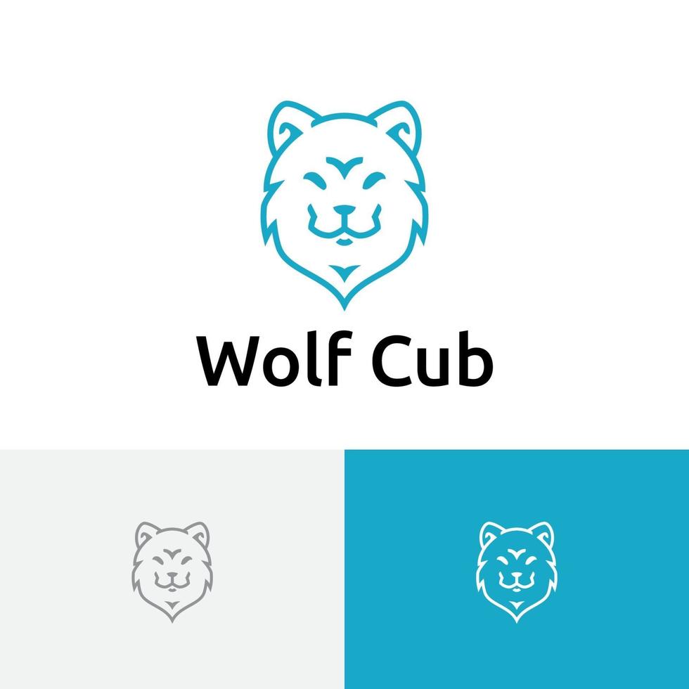 kleines süßes Wolfsjunges Headline-Logo vektor