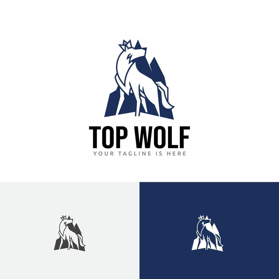 top mountain king crown wolf alpha logo vektor