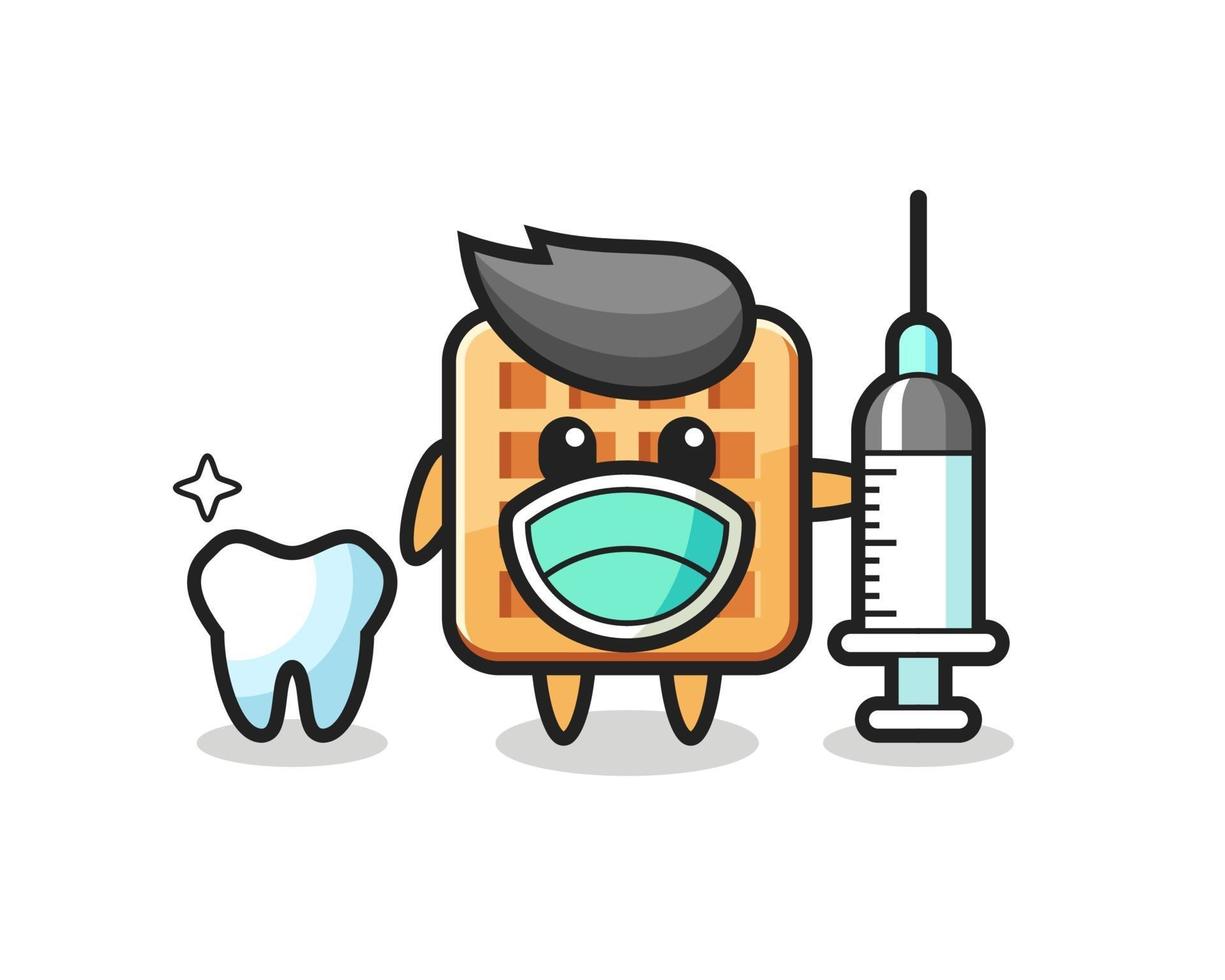 maskots karaktär av våffla som tandläkare vektor