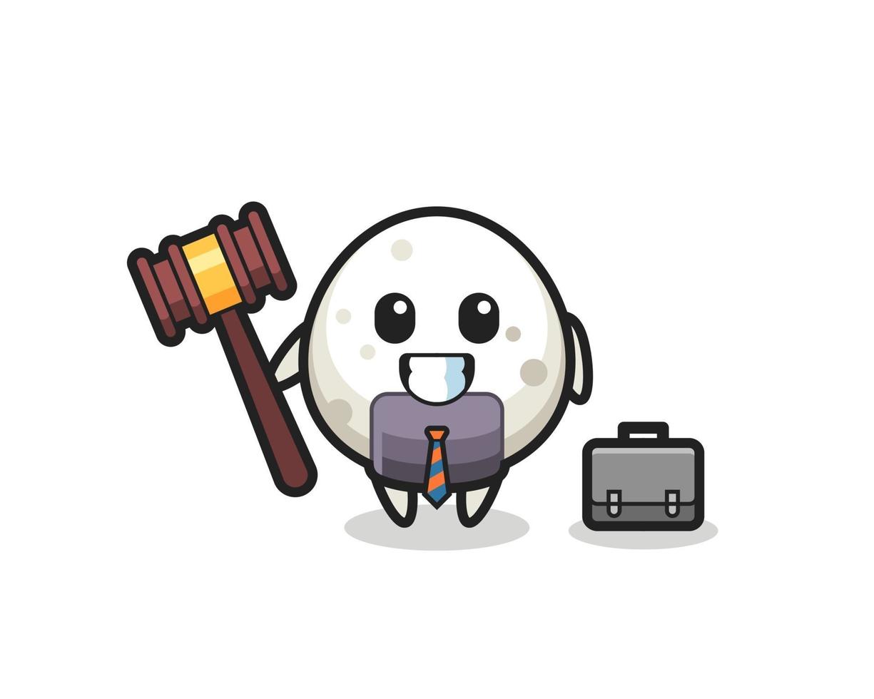 Illustration von Onigiri-Maskottchen als Anwalt vektor