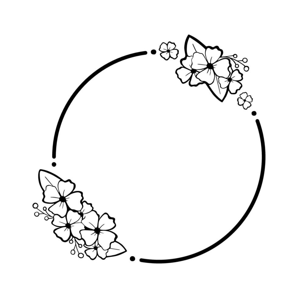 blommor löv cirkel ram. vektor illustration för dekoration logotyp, text, hälsning kort och några design.