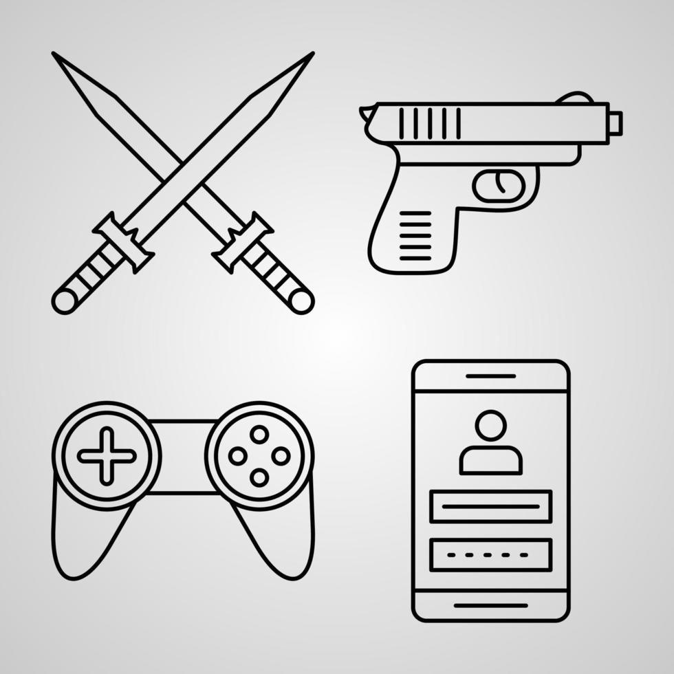 Online-Gaming-Symbolsammlung weißer Farbhintergrund vektor