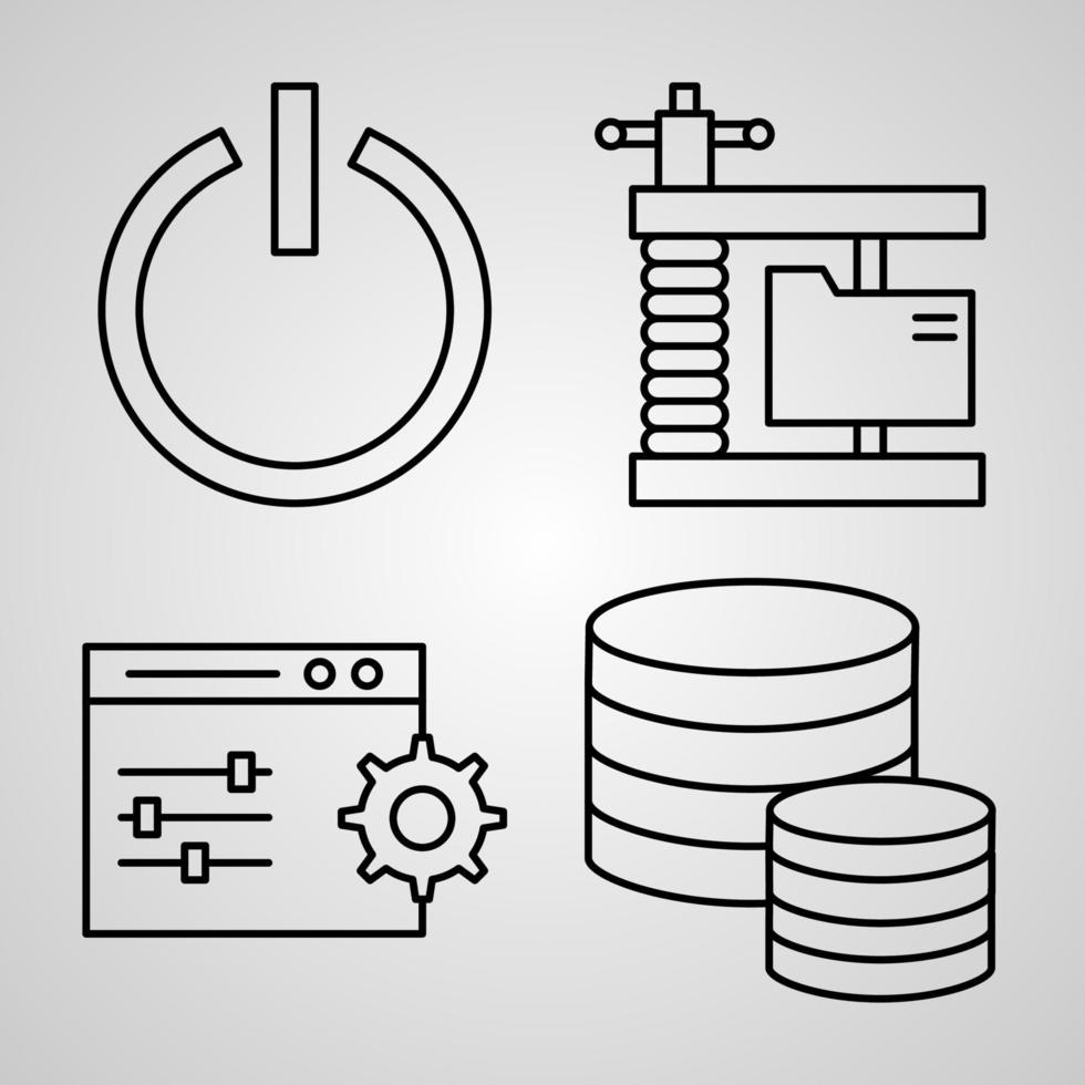 Networking Line Icons Set isoliert auf weißem Umriss Symbole Networking vektor