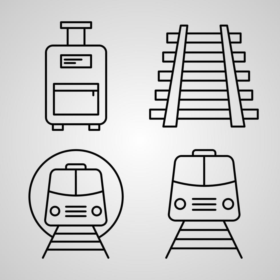 Eisenbahnikonensammlung weißer Farbhintergrund vektor