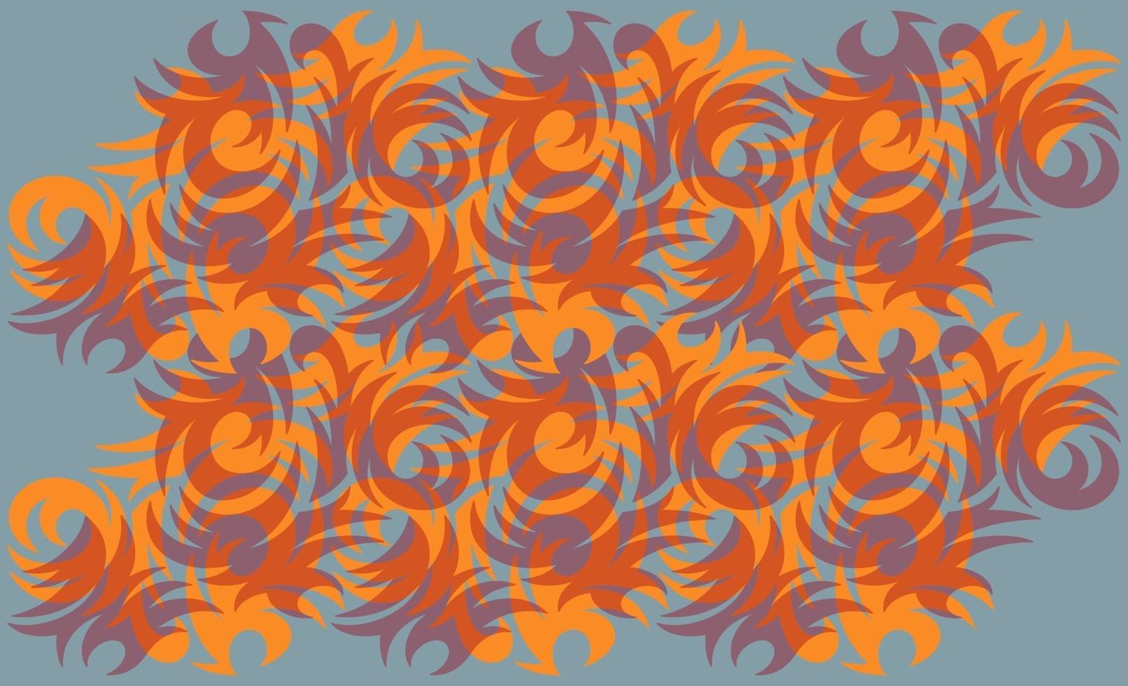 abstrakter blau-orangefarbener Hintergrund mit Blumen vektor