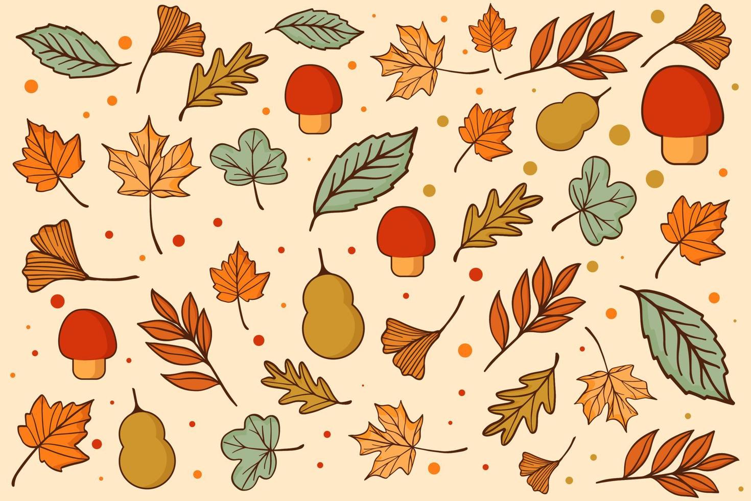 Hand gezeichnetes Vektorillustrations-Herbstlaubmuster vektor