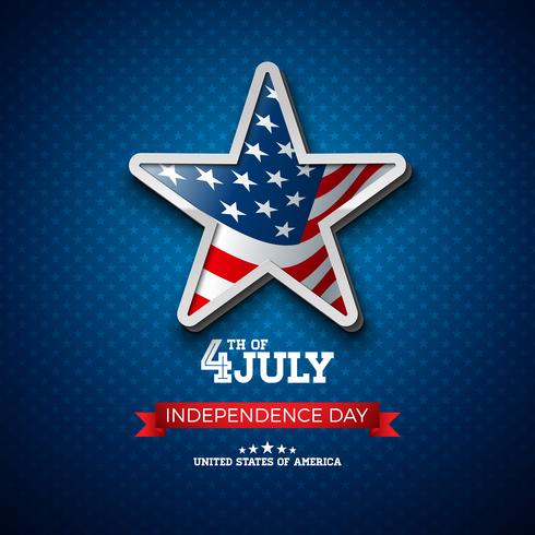 USA: s självständighetsdag Illustration med flagga i stjärnan vektor
