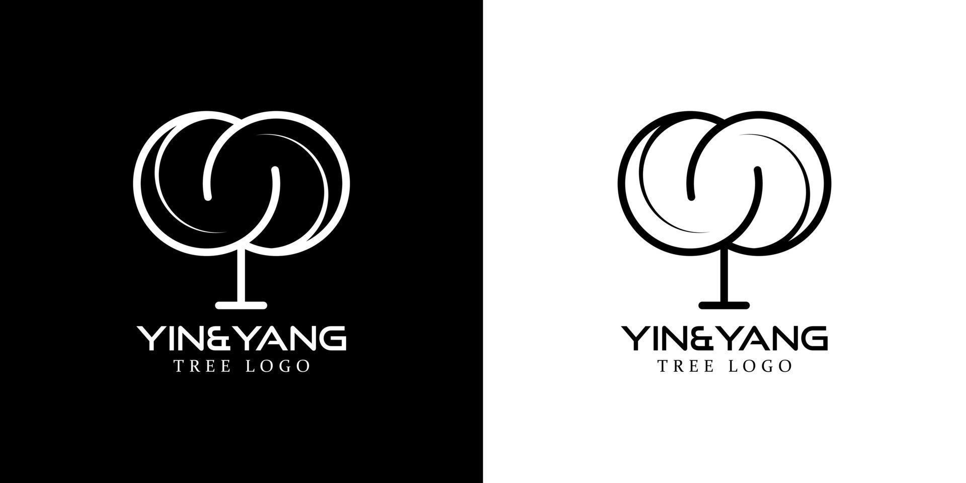 yin och yang träd logotyp märke vektor