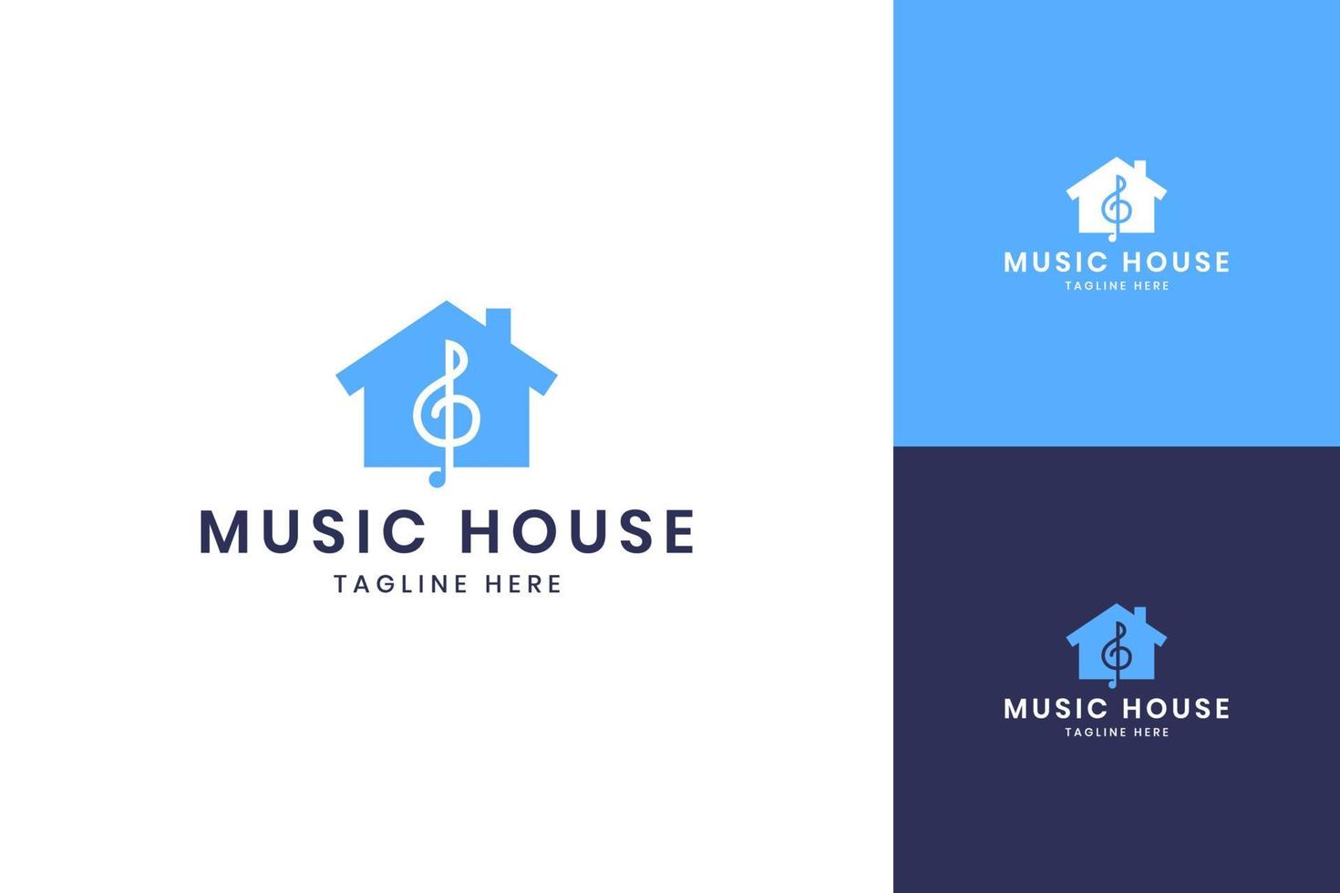 Musikhaus Negativraum-Logo-Design vektor