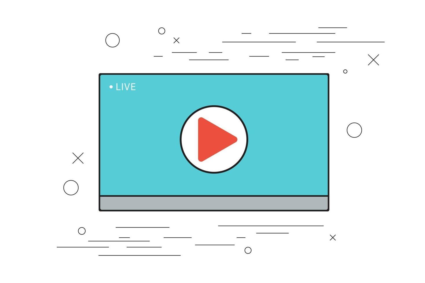 live stream röd vektor designelement med play -knappen
