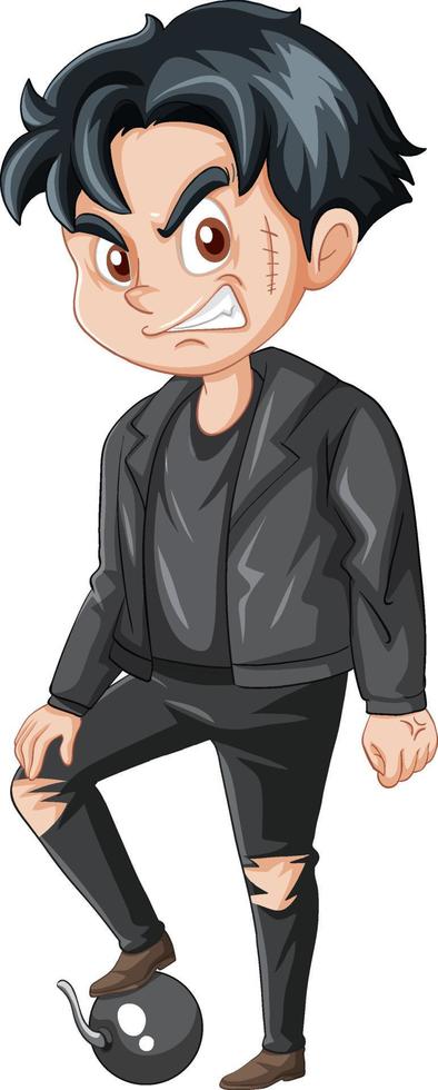 Gangster-Mann-Cartoon-Figur auf weißem Hintergrund vektor