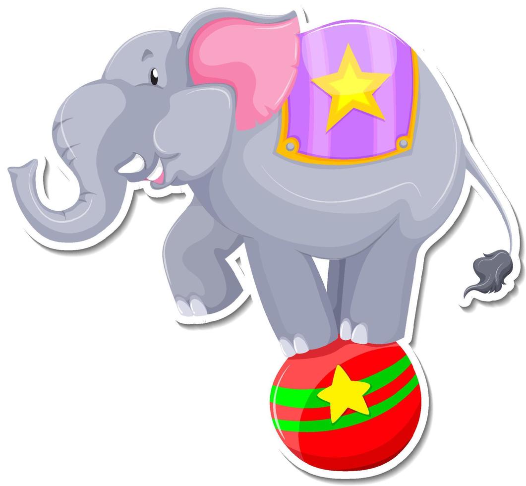 en klistermärke mall av elefant seriefigur vektor
