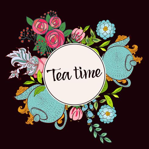 Zeit, Tee zu trinken. Trendy Poster vektor