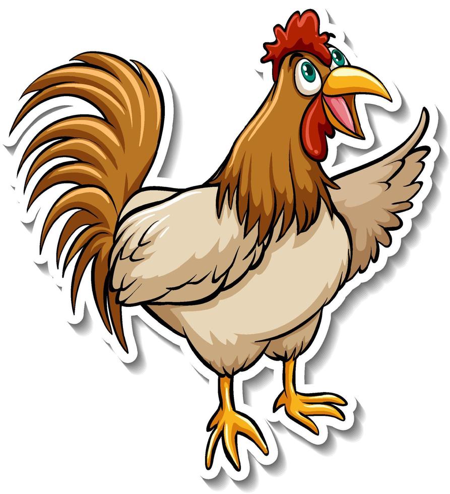 en söt kyckling tecknad djur klistermärke vektor