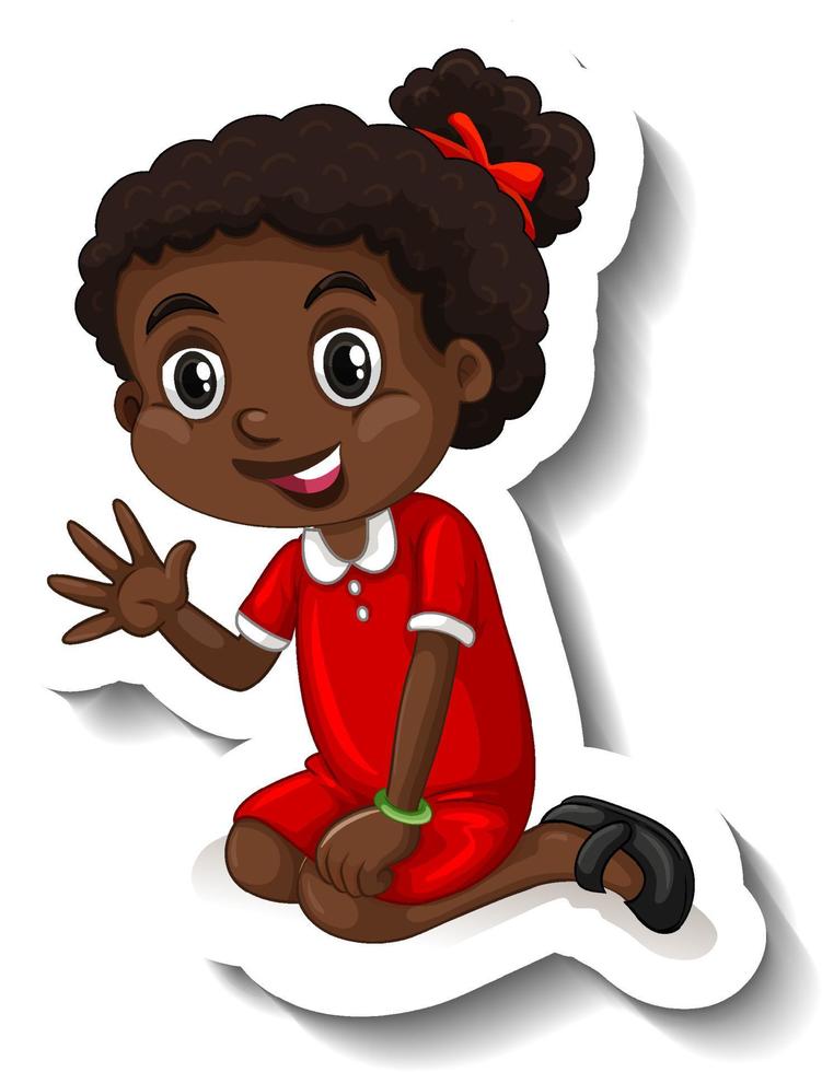niedlicher afrikanischer Mädchen-Cartoon-Charakter-Aufkleber vektor