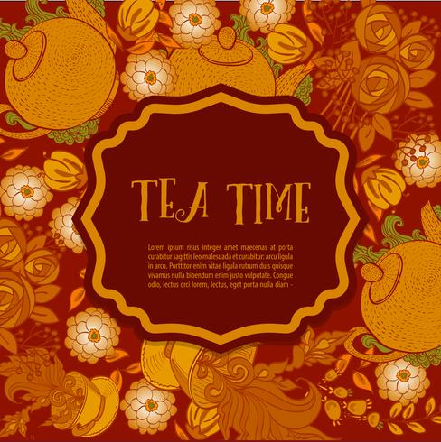 Tid att dricka te. Trendig affisch vektor