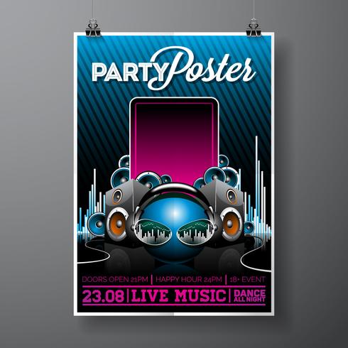 Party-Flyer-Illustration für musikalisches Thema vektor