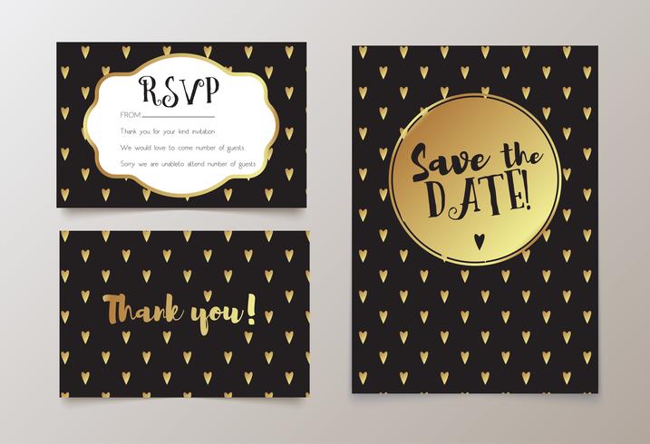 Trendy Karte für Hochzeiten, Save the Date Einladung, RSVP und Dankeskarten vektor