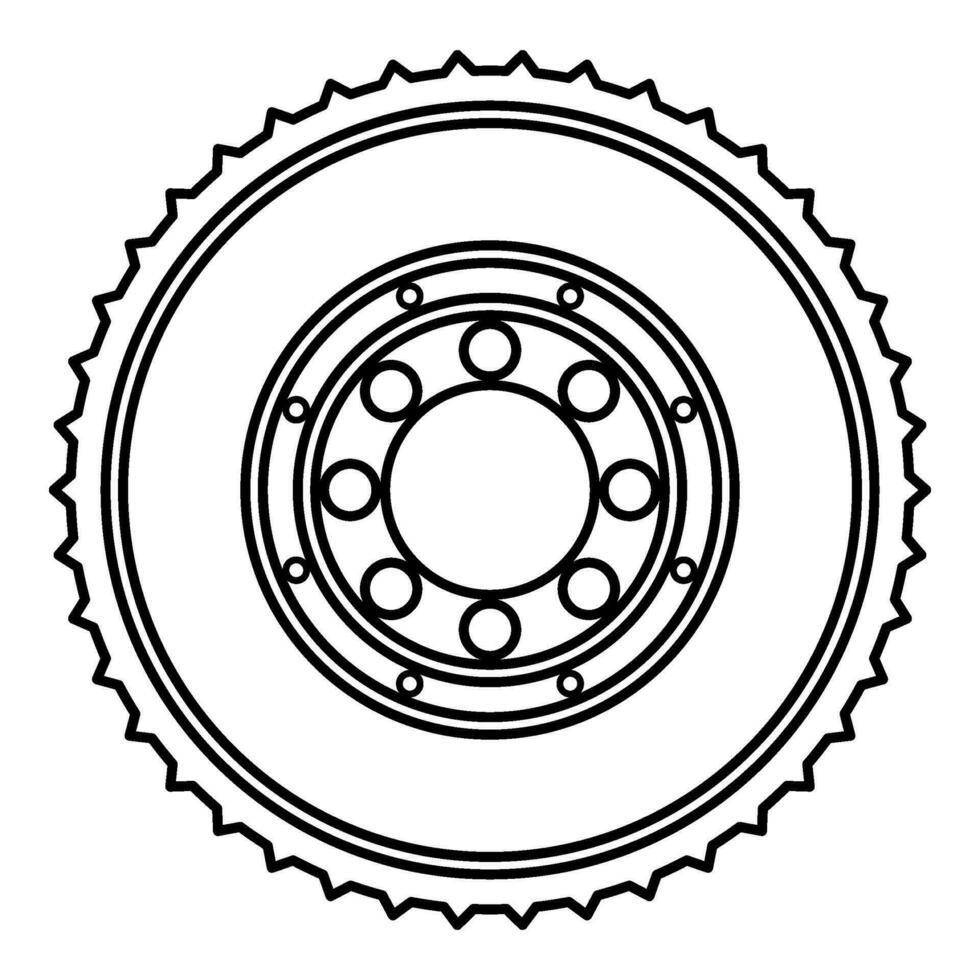 bil koppling svänghjulet sammanhållning överföring bil del tallrik utrustning reparera service kontur översikt linje ikon svart Färg vektor illustration bild tunn platt stil