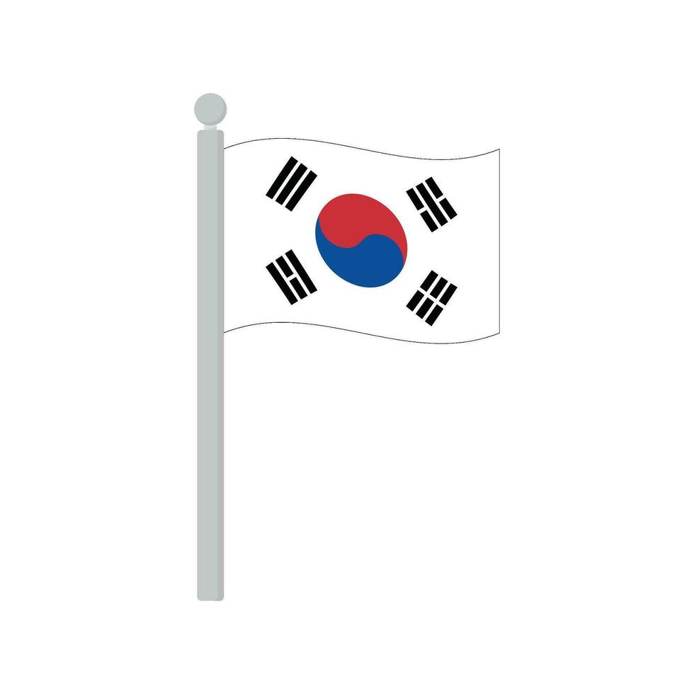 flagga av söder korea på flaggstång isolerat vektor