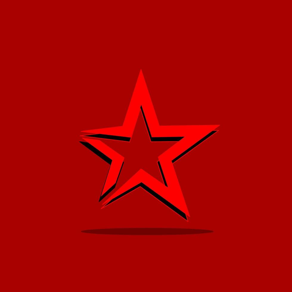 Star Symbol im eben Stil. rot Star Vektor Illustration auf rot Hintergrund.