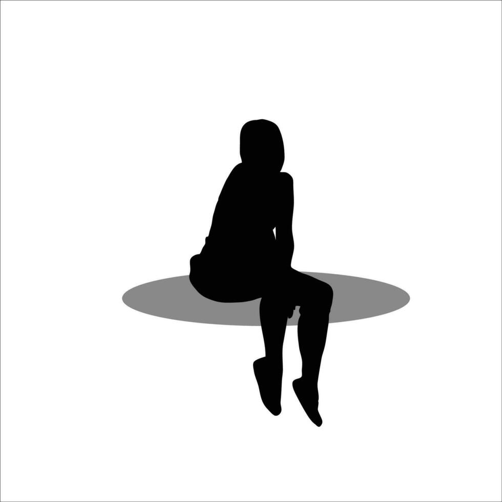 Mädchen Sitzung Silhouette vektor