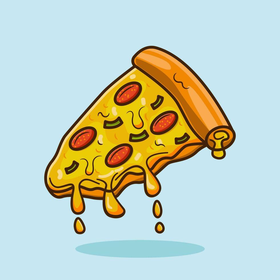 pizza vektor ikon illustration. skräp mat ikon begrepp blå mjuk isolerat. platt tecknad serie stil lämplig för webb landning sida, baner, flygblad, klistermärke, kort, bakgrund