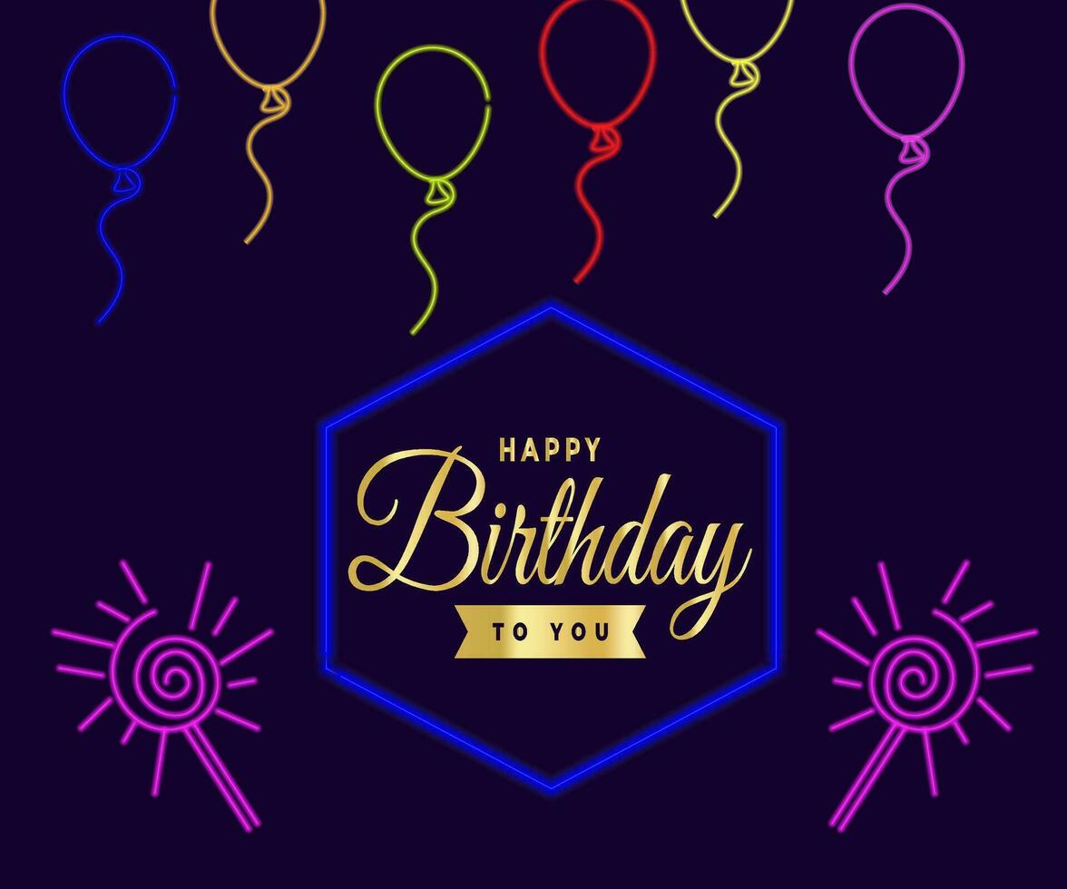 glücklich Geburtstag Neon- Text Vektor. glücklich Geburtstag Neon- Zeichen, Design Vorlage, modern Trend Design, Nacht Neon- Schild, Nacht hell Werbung, Licht Banner. Bearbeitung Text Neon- unterzeichnen. vektor