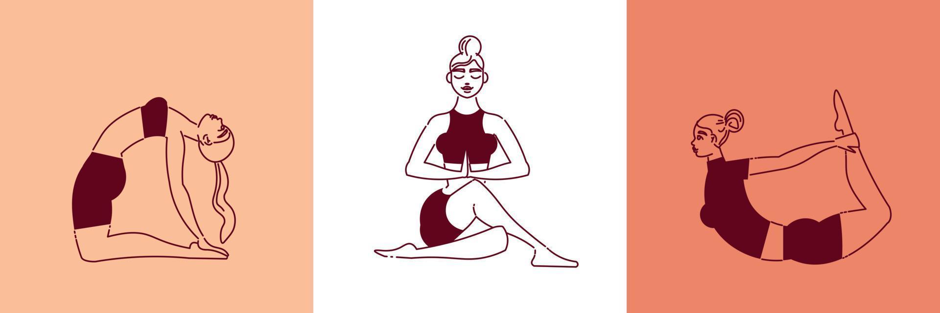 kvinnligt yoga designkoncept vektor
